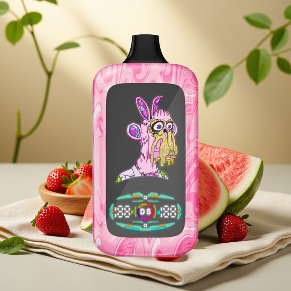 Fumot Digital Monkey Disposable Vape Jahoda-Melón, 40000 Puffs, Dual Mesh Coil, 850 MAH