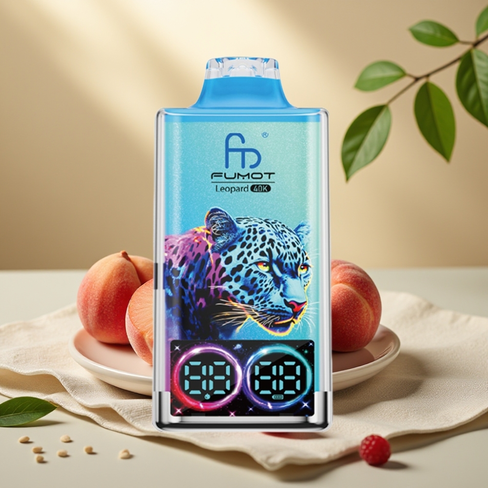 Fumot Leopard 40K Puffs Disposable Vape Broskyňa Bobule, 5% Nicotine, Dual Mesh, Type-C