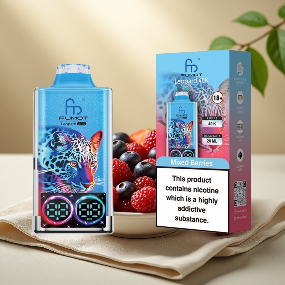Fumot Leopard 40K Puffs Disposable Vape Zmiešané Bobule, Dual Mesh, Typ-C, 700mAh