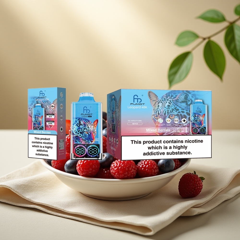 Fumot Leopard 40K Puffs Disposable Vape Zmiešané Bobule, Dual Mesh, Typ-C, 700mAh