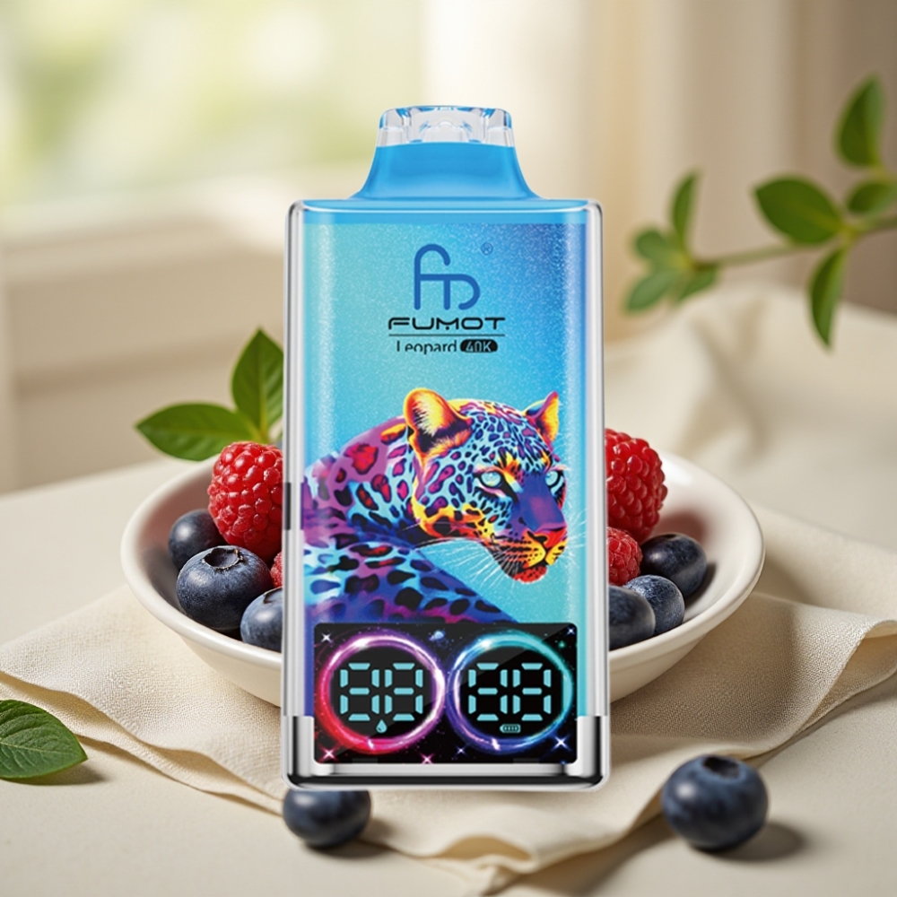 Fumot Leopard 40K Puffs Disposable Vape Čučoriedka Malina, Dual Mesh, 700mAh, Typ-C