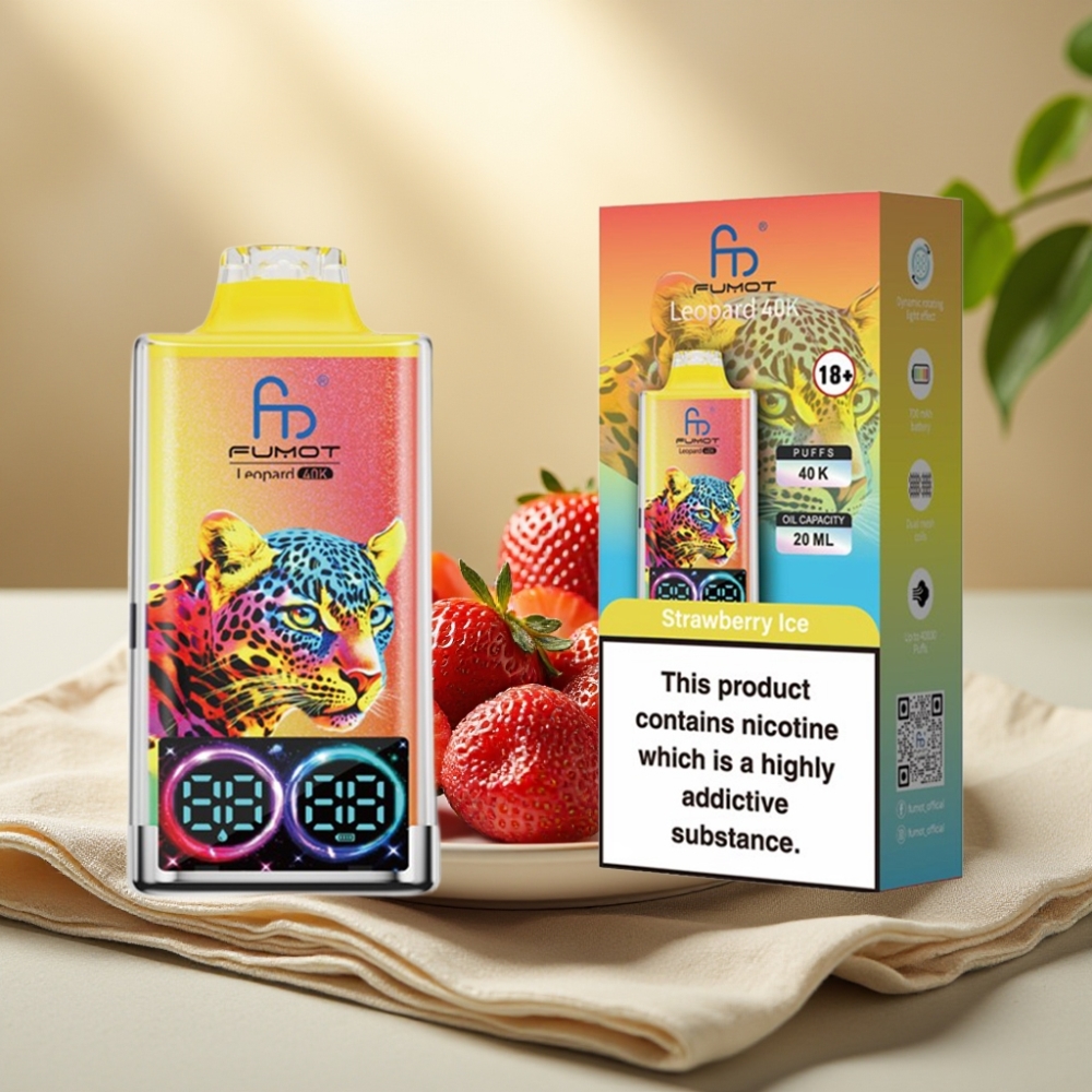 Fumot Leopard 40K Puffs Dizajnový Vape Jahodový Ľad, Dual Mesh, 700mAh