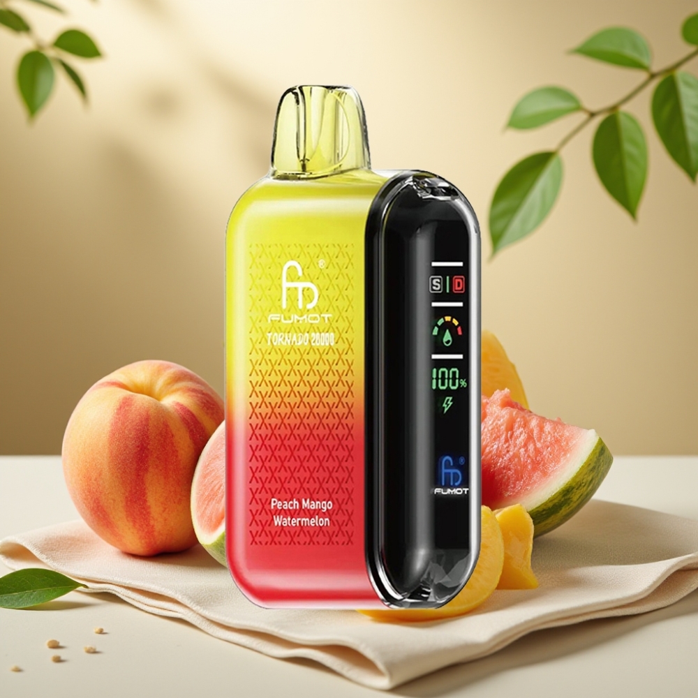 Fumot Tornado 20000 Puffs Broskyňa Mangovica Vodný melón Dual Mesh Coil 20ml 850mAh