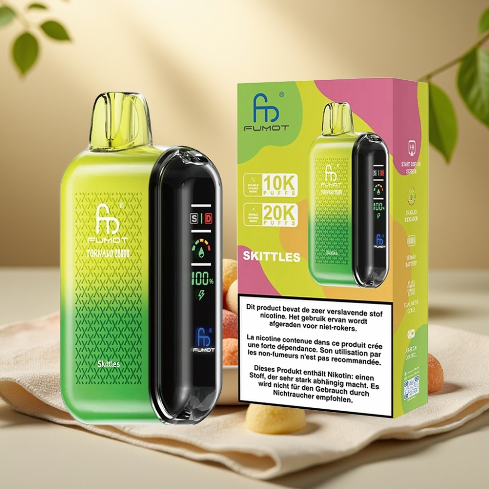 Fumot Tornado 20000 Puffs Duálna Mriežková Cievka 20ml Kapacita Skittles