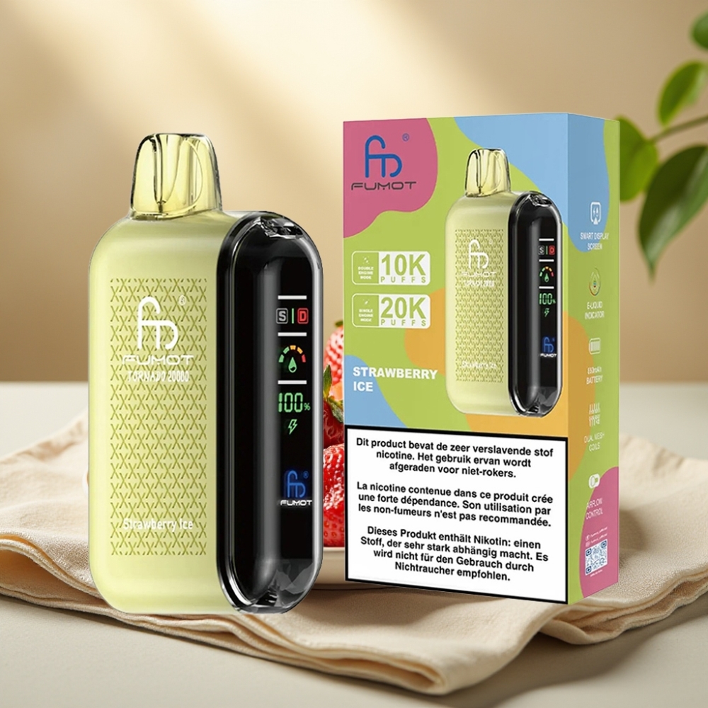 Fumot Tornado 20000 Puffs Dual Mesh Coil, Jahodový ľad, 20ml, 850mAh