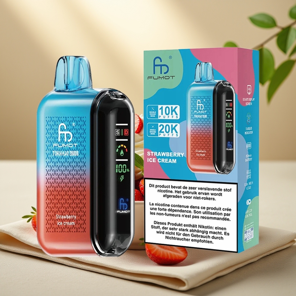 Fumot Tornado 20000 Puffs Dvojitá mriežka, 20ml, 850mAh, Jahodová zmrzlina