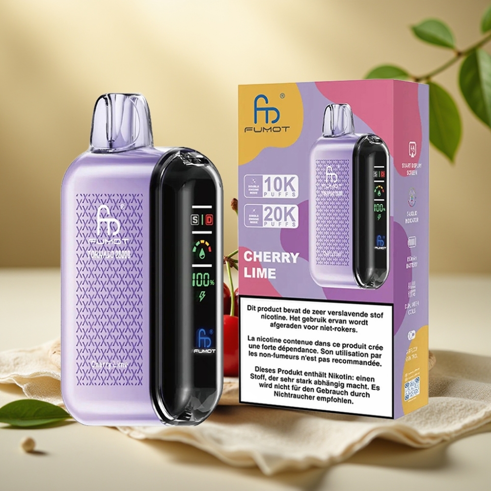 Fumot Tornado 20000 Puffs Čerešňa Limetka, Dual Mesh, 20ml, 850mAh