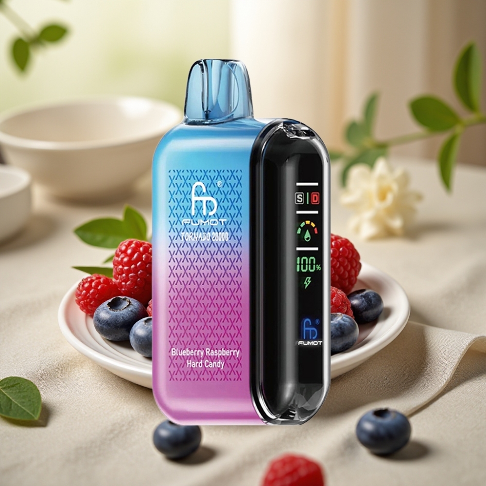 Fumot Tornado 20000 Puffs Čučoriedka Malina Hard Candy, Dual Mesh, 20ml, 850mAh