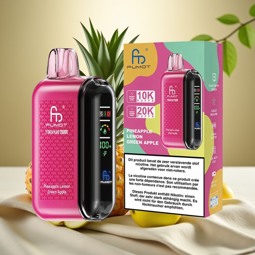 Fumot Tornado Ananás Citrón Zelené Jablko 20000 Puffs 20ml 850mAh