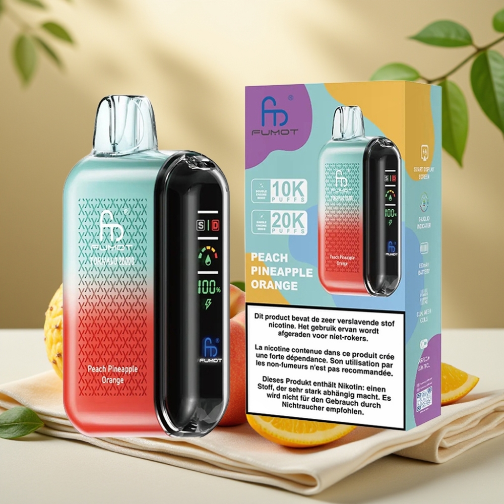 Fumot Tornado Broskýňa Ananás Pomaranč 20000 Puffov, Dual Mesh, 20ml