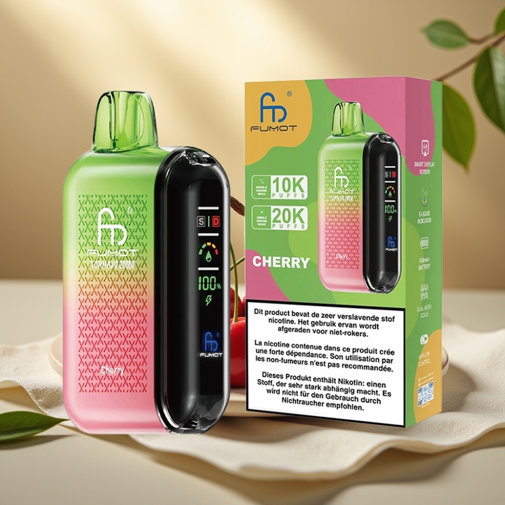 Fumot Tornado Čerešňa 20000 Puffs, Dual Mesh Coil, 20ml
