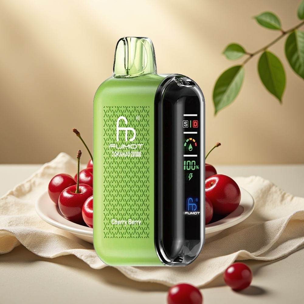Fumot Tornado Čerešňa Bobule 20000 Puffs, Dual Mesh, 20ml, 850mAh