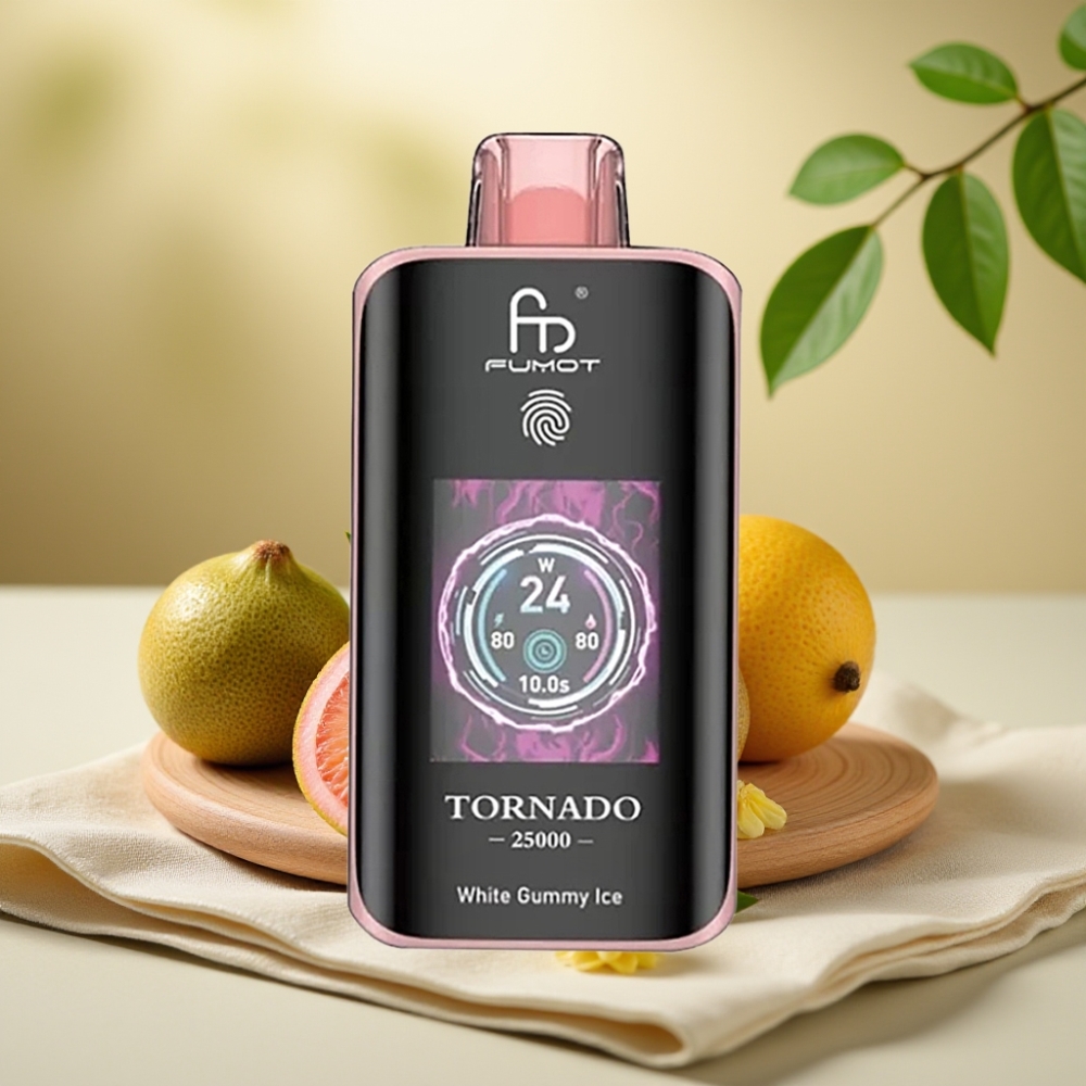 Fumot Tornado 25000 Puffs Disposable Vape Kiwi Marakuja Guava, HD Screen, 700mAh, 20ml