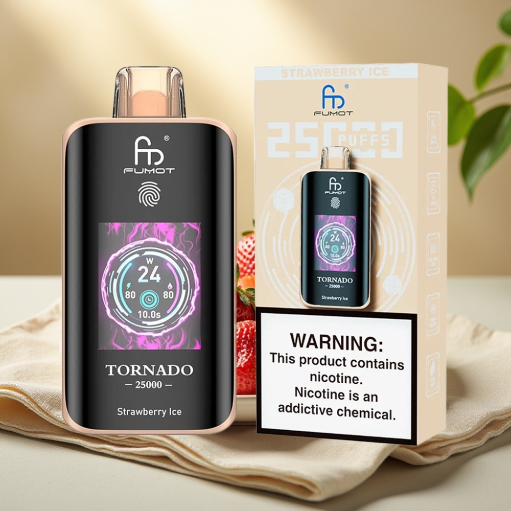 Fumot Tornado 25000 Puffs HD Screen 700mAh 20ml Jahoda Ľad Type-C