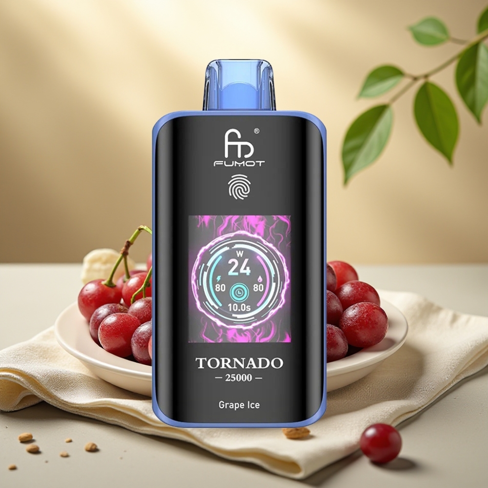 Fumot Tornado 25000 Puffs Hroznový ľad, HD obrazovka, 20ml, 700mAh
