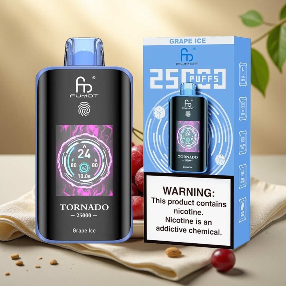 Fumot Tornado 25000 Puffs Hroznový ľad, HD obrazovka, 20ml, 700mAh