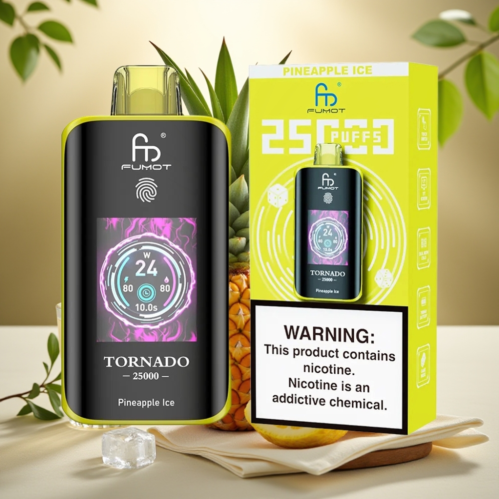 Fumot Tornado Ananásová ľadová 25000 fajčiek, HD obrazovka, 700mAh batéria