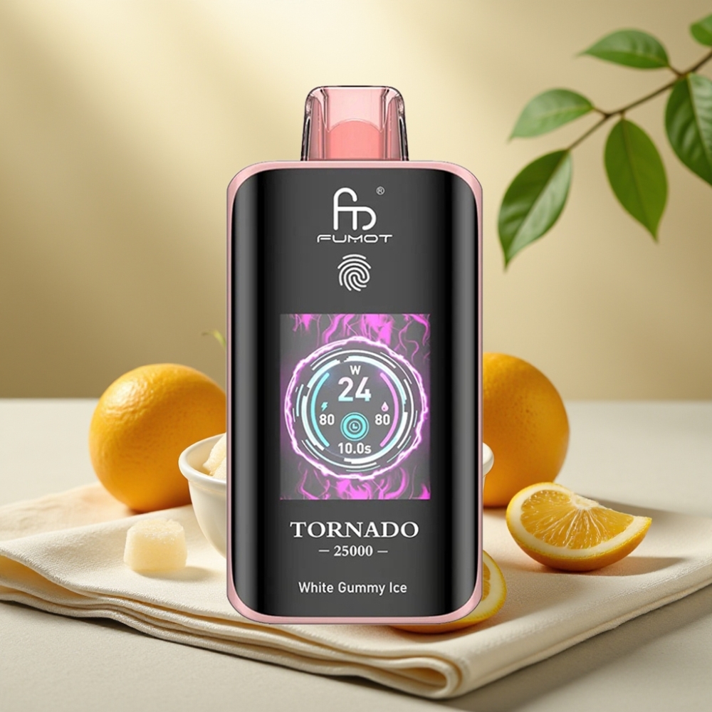 Fumot Tornado Biela Guma s ľadom 25000 ťahov, HD obrazovka, 700mAh, 20ml