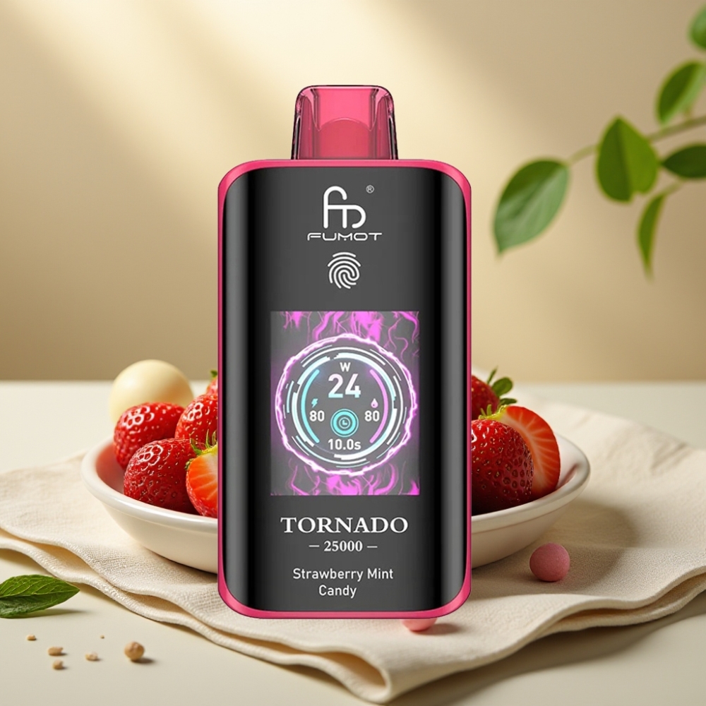 Fumot Tornado Jahoda Mätová Cukrík, 25000 puffs, 20ml, HD Screen, Type-C