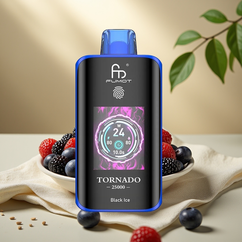 Fumot Tornado Čierne ľadové 25000 Puffs, HD Screen, 700mAh, 20ml