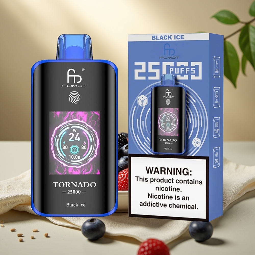Fumot Tornado Čierne ľadové 25000 Puffs, HD Screen, 700mAh, 20ml