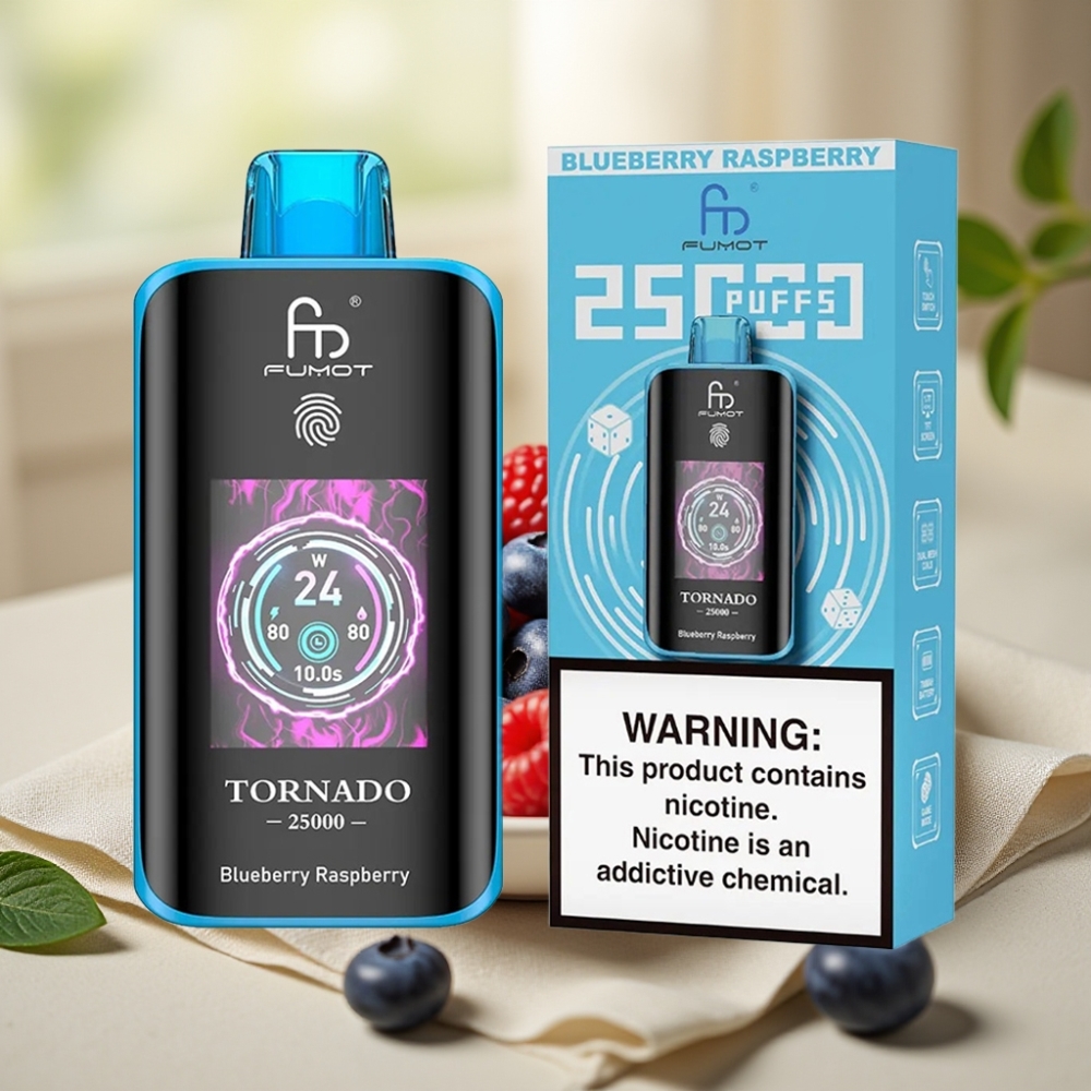 Fumot Tornado Čučoriedka Malina, HD obrazovka, 25000 potiahnutí, 20ml, 700mAh
