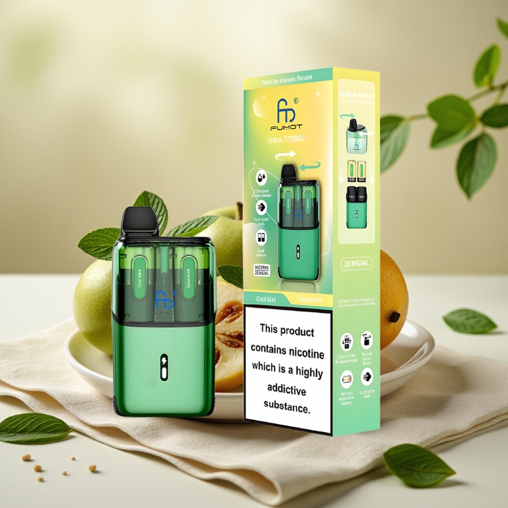 Fumot Ultra T32000 Jednorázová E-Cigareta Chladivá Mäta - Spearmint, 32000 ťahov, 24ml, 800mAh