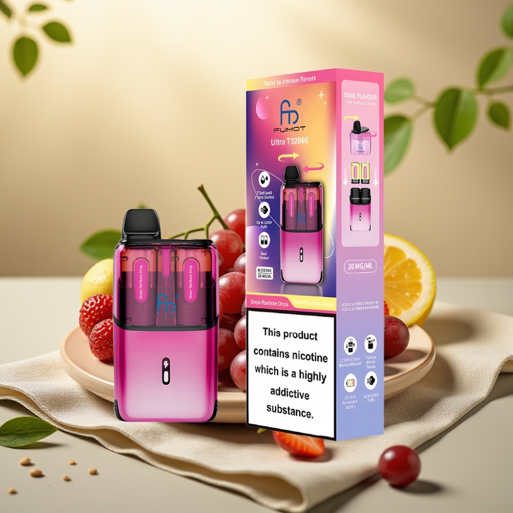Fumot Ultra T32000 Jednorázová Vape Hroznový Dúhový Cukrík – Jahodový Dúhový Cukrík, 32000 fajok, 800mAh, 24ml