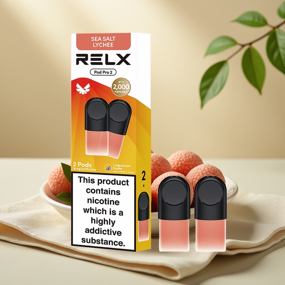 RELX Pod Pro 2 – Morská Soľ Lychee, 1,8% nikotínu, 600 potiahnutí, 1,9ml