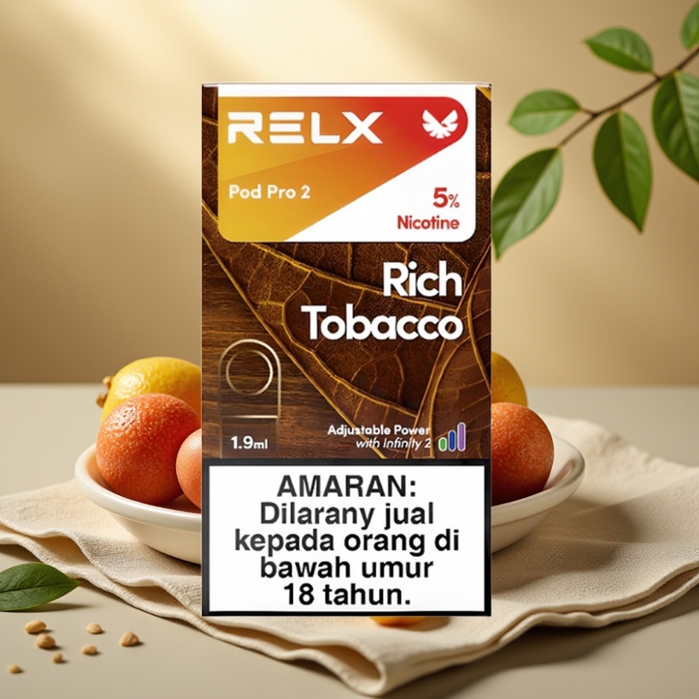 RELX Pod Pro 2 Plný Tabak – 5% nikotínu, 600 potiahnutí, 1.9ml