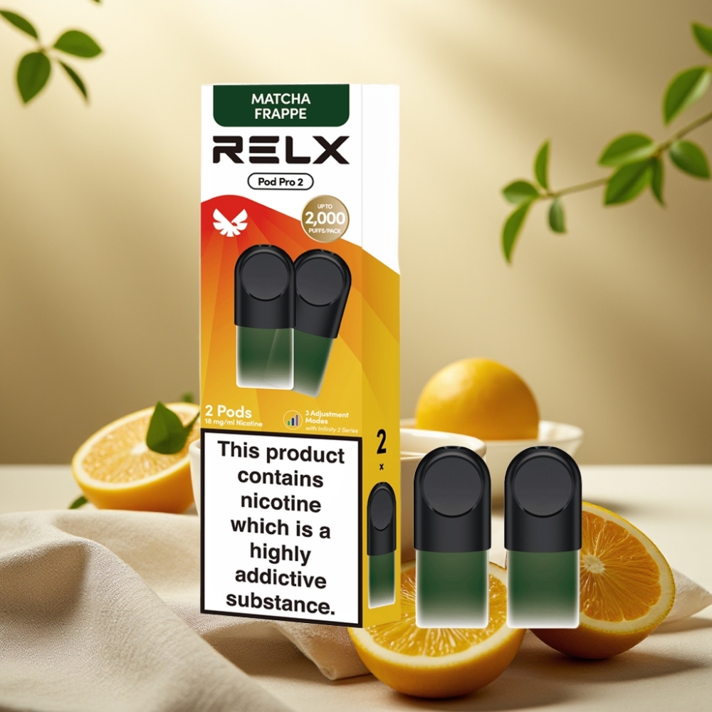 RELX Pod Pro 2 Čaj-Matcha Frappe 1,8% nikotínu, 600 potiahnutí, 3 režimy napätia